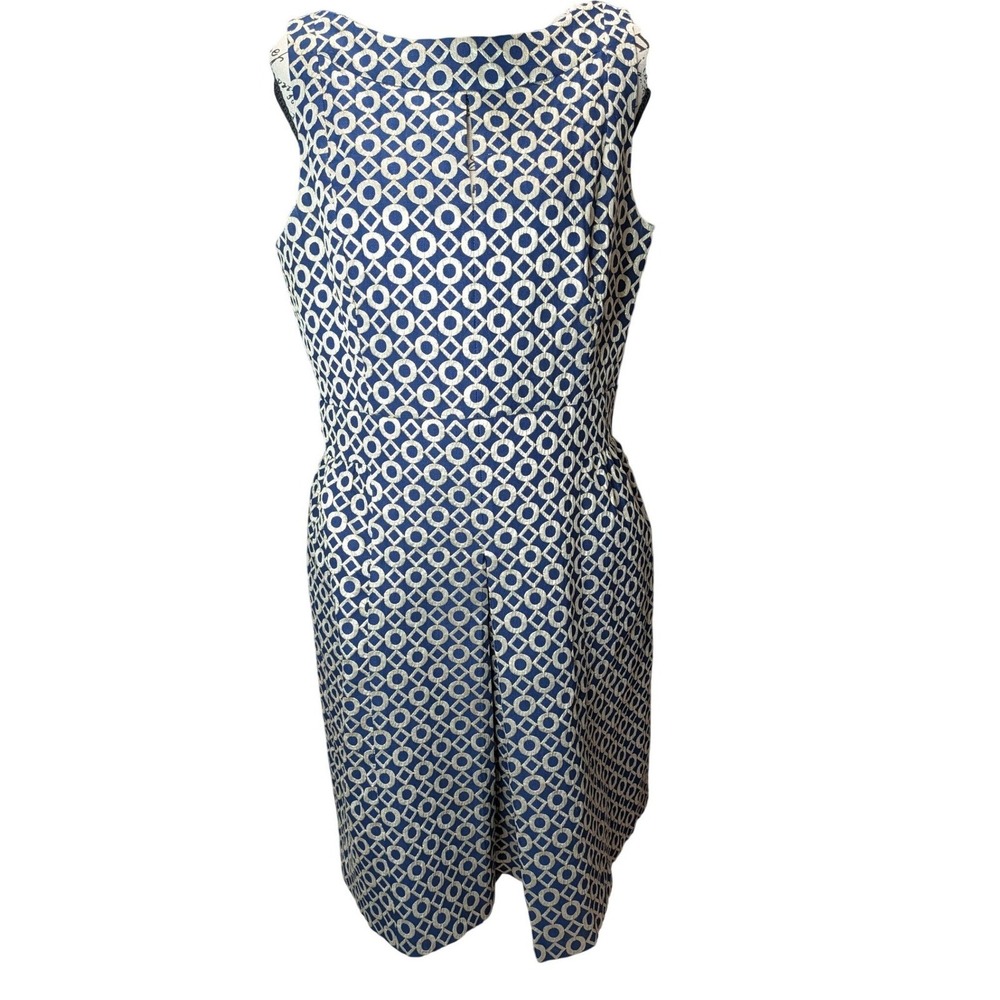 Lauren Ralph Lauren Navy Gold Geometric Jacquard Sheath Dress Size 12 Sleeveless